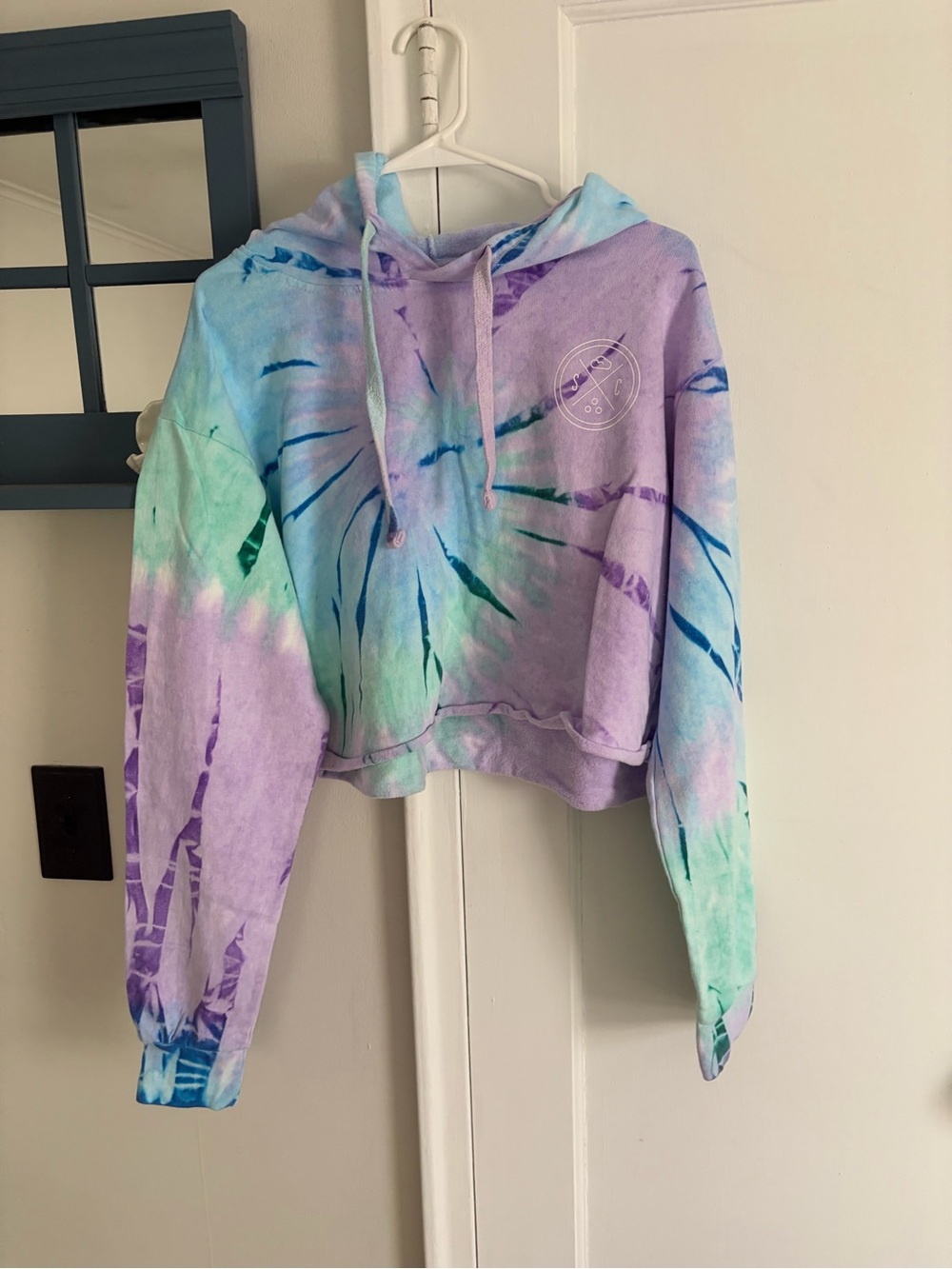 Sandcloud Tie-Dye Cropped Hoodie - Purple & Mint